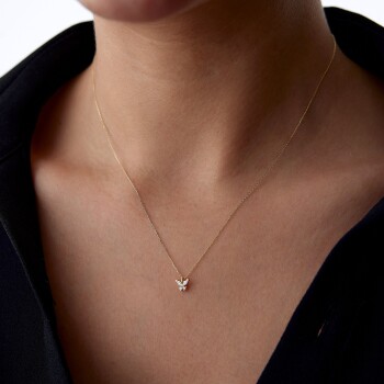 Taşlı Kelebek Kolye - Alen