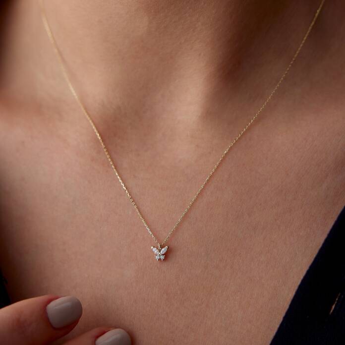 Taşlı Kelebek Kolye - 2