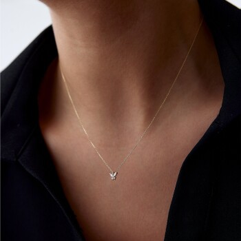 Taşlı Kelebek Kolye - 3