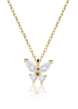 Taşlı Kelebek Kolye - 4