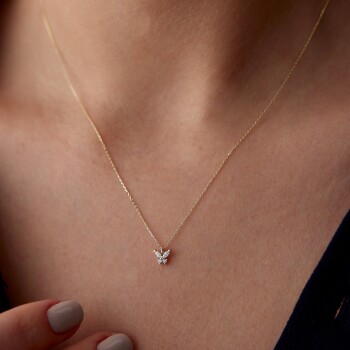 Taşlı Kelebek Kolye - Alen (1)