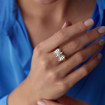 Taşlı Kelebek Yüzük - Cemart