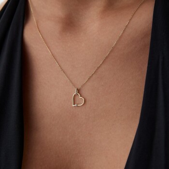 Taşlı Kilit Kalp Kolye - Rayna