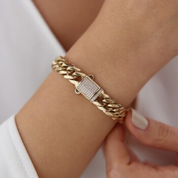 Taşlı Kilitli Cuban Bileklik - Alen