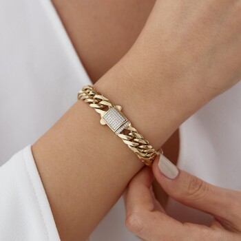 Taşlı Kilitli Cuban Bileklik - Alen (1)