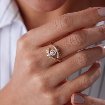 Taşlı Kirpik Göz Yüzük - Rayna