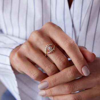 Taşlı Kirpik Göz Yüzük - Rayna (1)