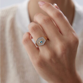 Taşlı Kirpik Şovalye Yüzük - Rayna