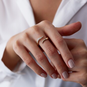 Taşlı Kıvrımlı Sarmaşık Yüzük - Rayna (1)