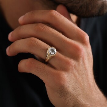 Taşlı Köşegen Şövalye Yüzük - Koçak