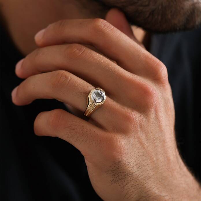 Taşlı Köşegen Şövalye Yüzük - 1