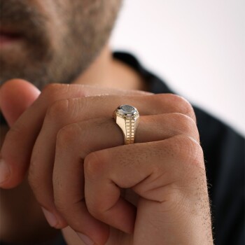 Taşlı Köşegen Şövalye Yüzük - Koçak (1)