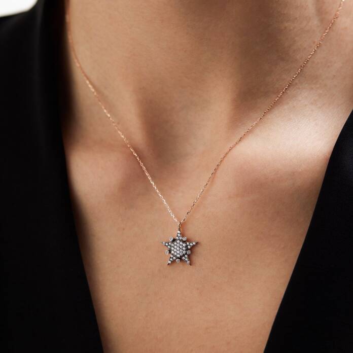 Taşlı Küçük Yıldız Kolye - 1