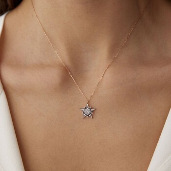 Taşlı Küçük Yıldız Kolye - 3