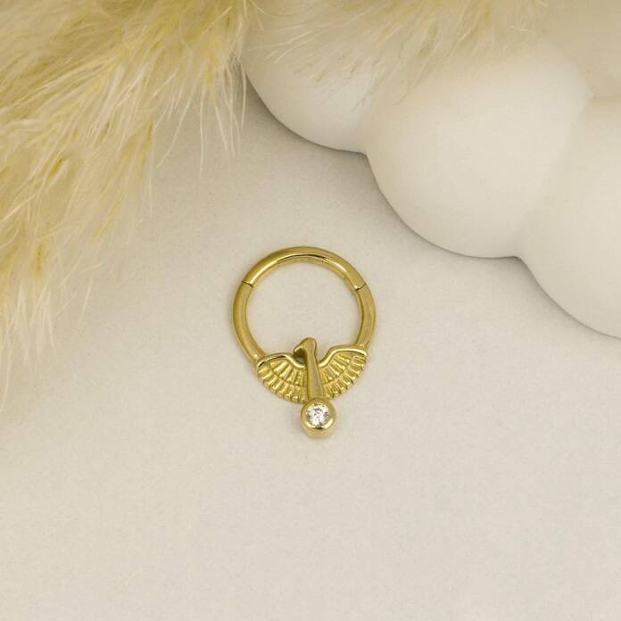 Taşlı Kuş Motifli Helix Piercing - 2