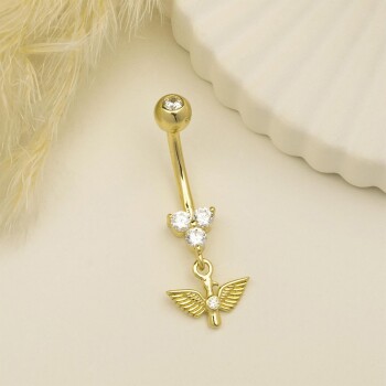 Taşlı Kuş Sallantılı Göbek Piercing - Dianora (1)