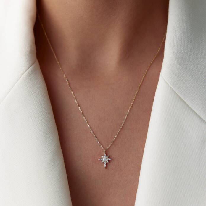 Taşlı Kutup Yıldızı Kolye - 1