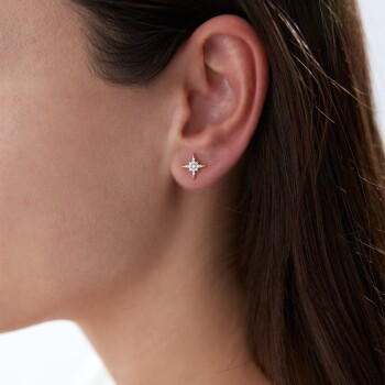 Taşlı Kutup Yıldızı Küpe - Rayna