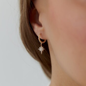 Taşlı Kutup Yıldızı Sallantılı Küpe - Rayna