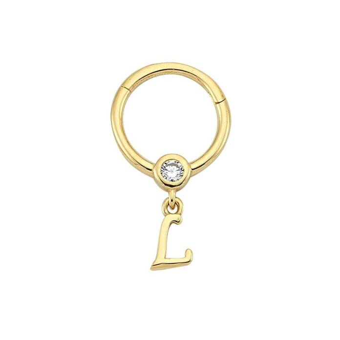 Taşlı L Harfi Sallantılı Helix Piercing - 1