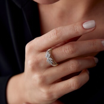 Taşlı Leaf Yüzük - Cemart (1)