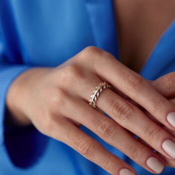 Taşlı Leaf Yüzük - Rayna