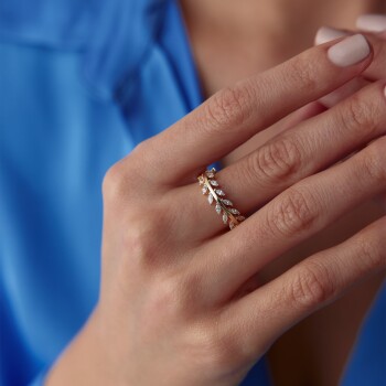 Taşlı Leaf Yüzük - Rayna (1)