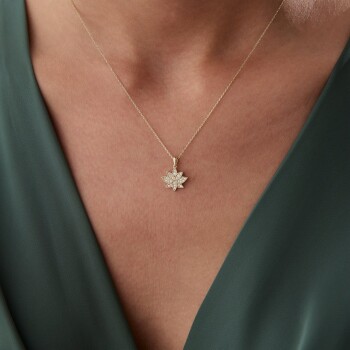 Taşlı Lotus Çiçeği Kolye - Rayna (1)