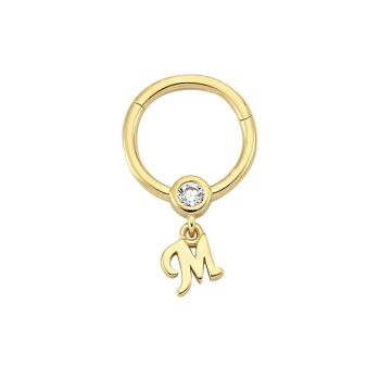 Taşlı M Harfi Sallantılı Helix Piercing - Dianora