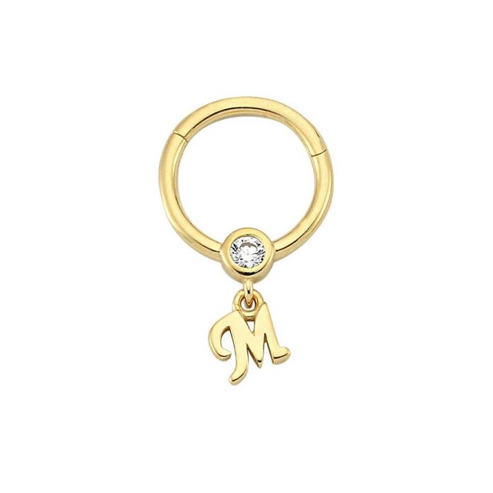 Taşlı M Harfi Sallantılı Helix Piercing - 1