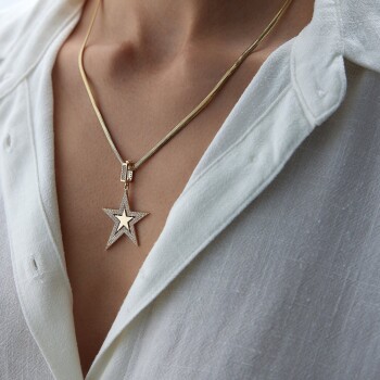 Taşlı Madalyon Yıldız Kolye - Koçak