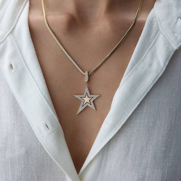 Taşlı Madalyon Yıldız Kolye - 3