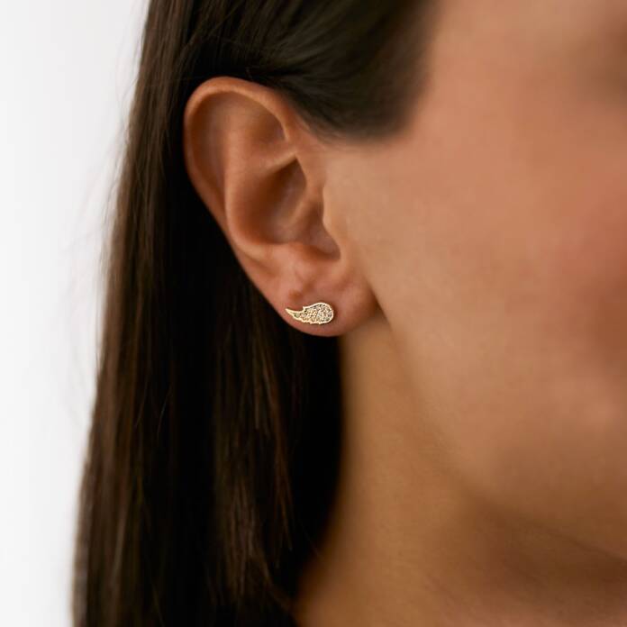 Taşlı Melek Kanadı Küpe - 1