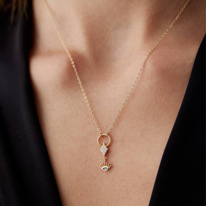 Taşlı Minimal Kirpik Kolye - 1