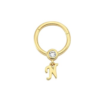 Taşlı N Harfi Sallantılı Helix Piercing - Dianora