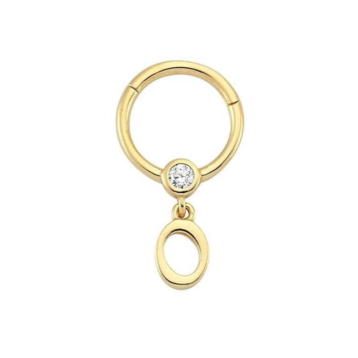Taşlı O Harfi Sallantılı Helix Piercing - 1