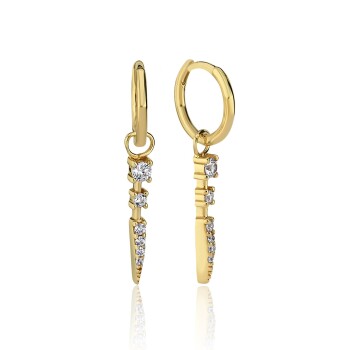 Taşlı Ok Sallantılı Halka Küpe - 3