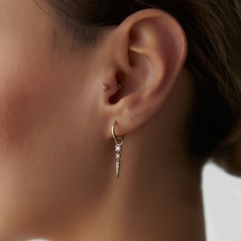 Taşlı Ok Sallantılı Halka Küpe - Gökhan Bera