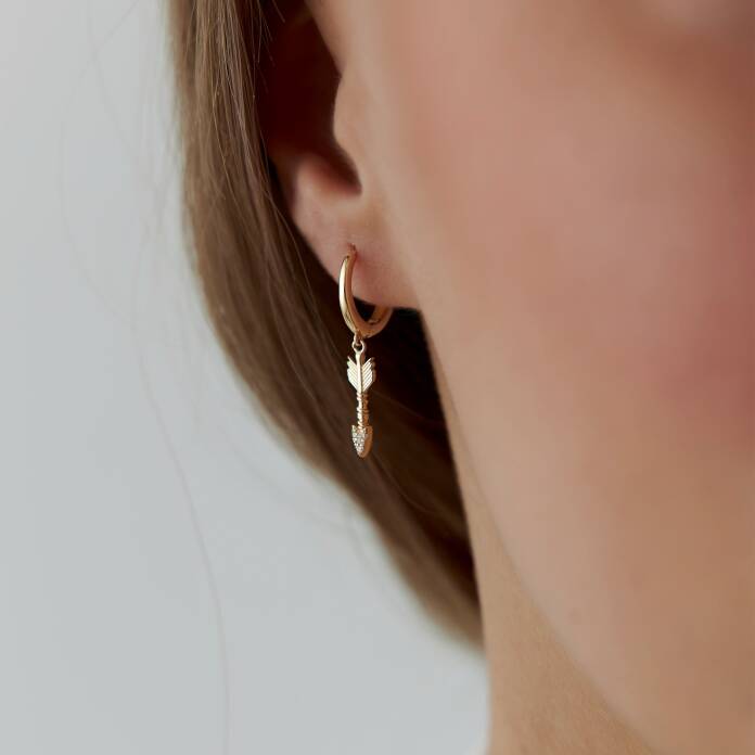 Taşlı Ok Sallantılı Küpe - 1