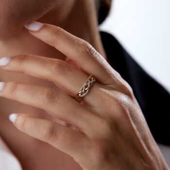 Taşlı Örgü Yüzük - Rayna (1)