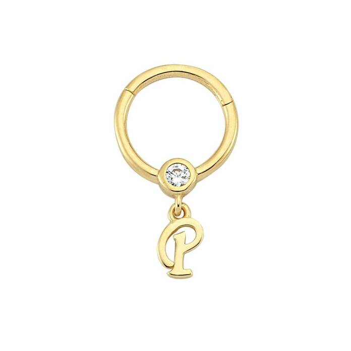 Taşlı P Harfi Sallantılı Helix Piercing - 1