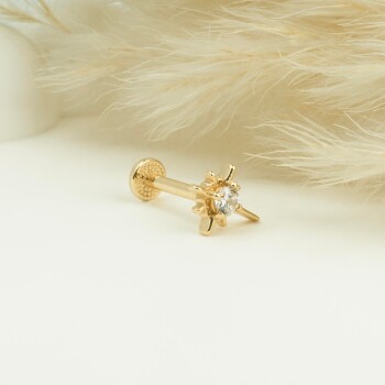 Taşlı Parlayan Yıldız Minimal Tragus Piercing - 3