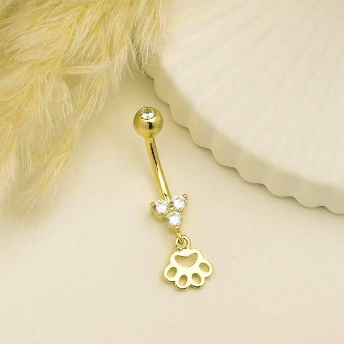 Taşlı Pati Sallantılı Göbek Piercing - 2