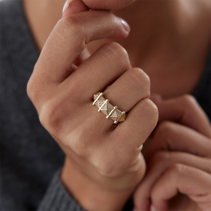 Taşlı Piramit Yüzük - Mazal
