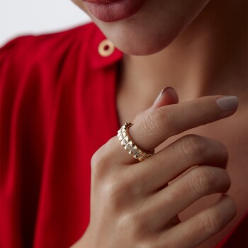 Taşlı Piramit Yüzük - Mazi