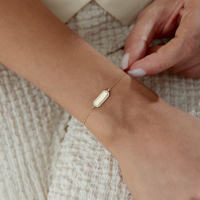 Taşlı Plaka Bileklik - MİST (1)