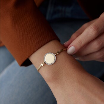 Taşlı Plaka Bileklik - Mazi