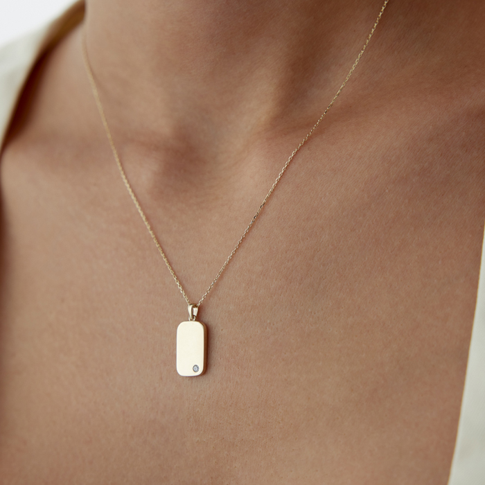 Taşlı Plaka Kolye - 3