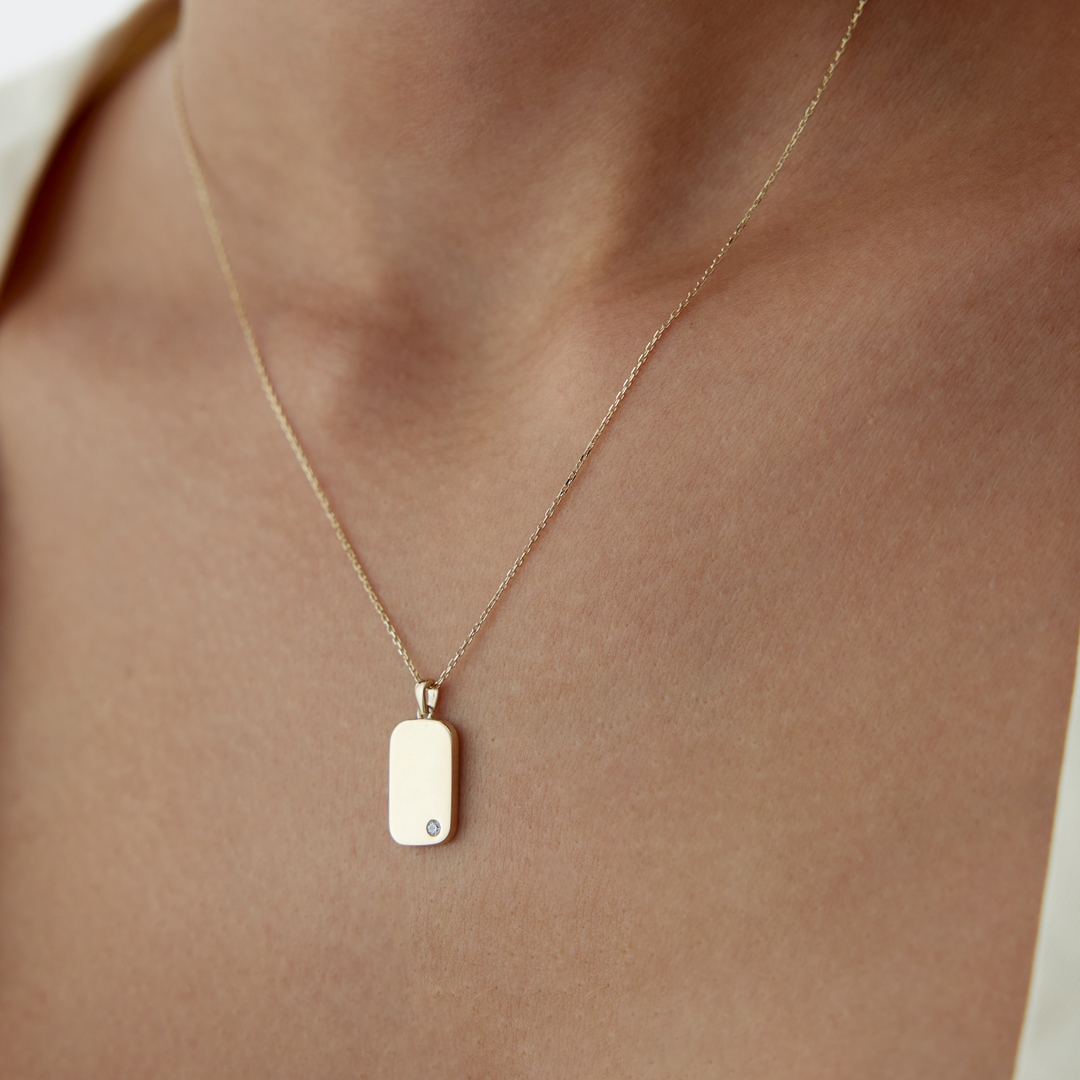 Taşlı Plaka Kolye - 3