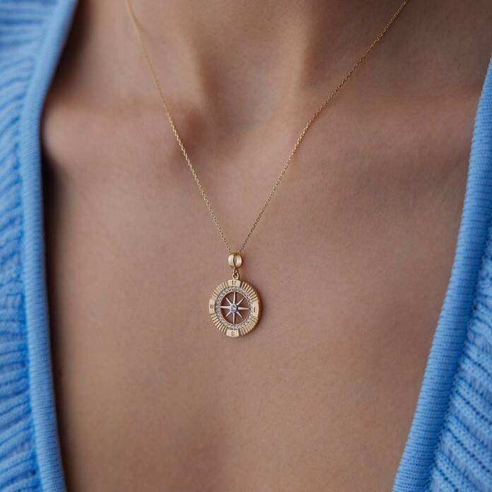 Taşlı Pusula Kolye - 2